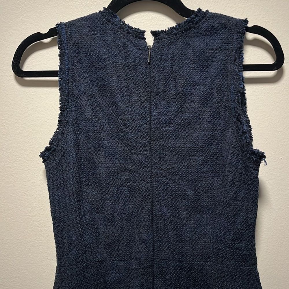 REBECCA TAYLOR Tweed Ruffle Hem Mini Dress, Royal Blue/Black, Size 2 - Picture 10 of 13